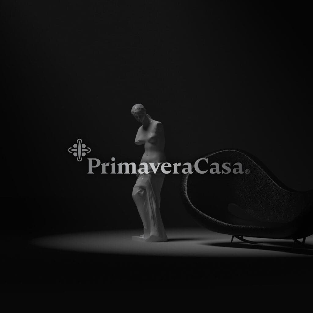 Creative brand agency unveils PrimaveraCasa's branding, epitomizing luxury furniture with modern elegance in a showroom setting.