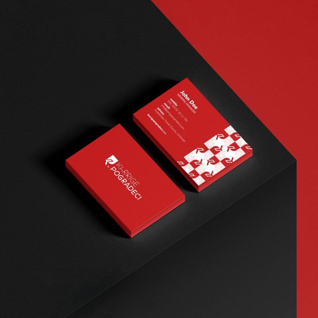 Branding agency designs Karrige Pogradeci’s business cards, ensuring each interaction introduces their timeless appeal.