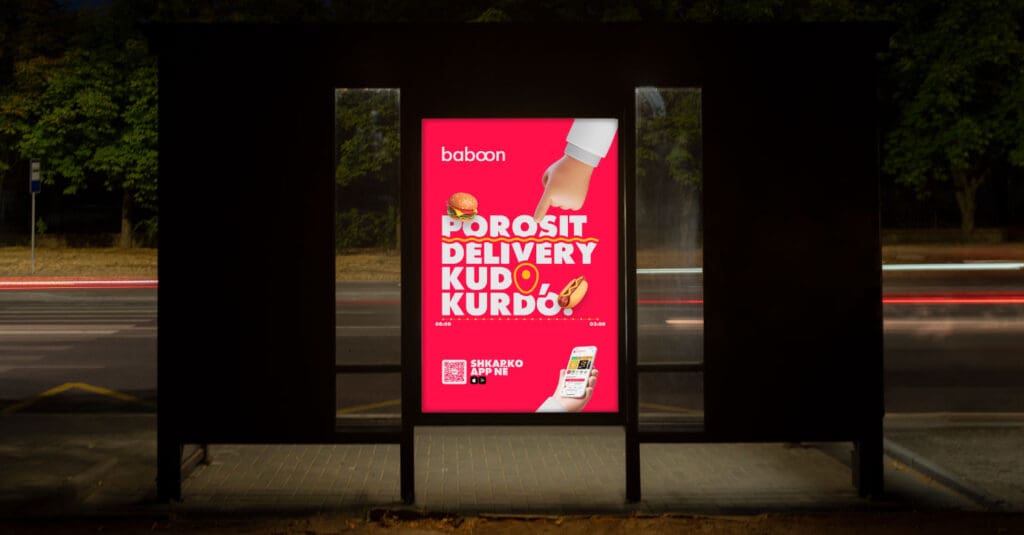 Creative agency executes Baboon Delivery’s BTL campaign, turning city streets into a canvas with striking red visuals.