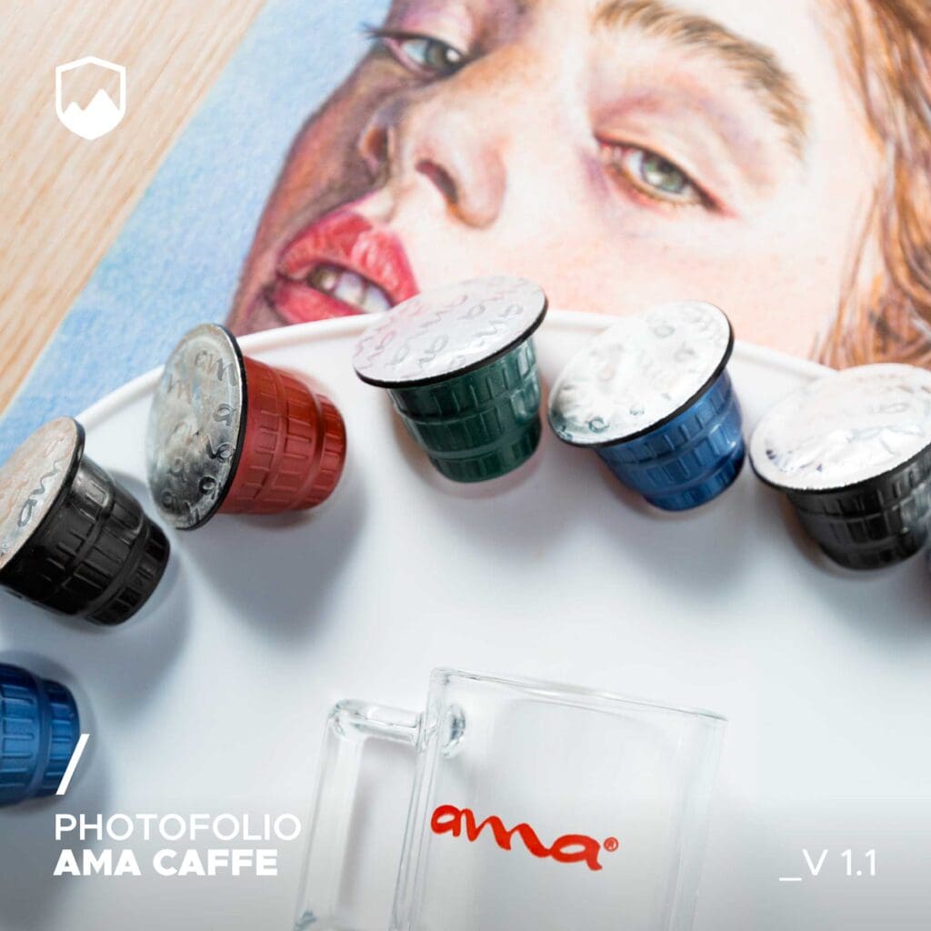 Marketing agency in Albania frames AMA Caffe's brews in artful compositions, celebrating the beauty of coffee rituals.