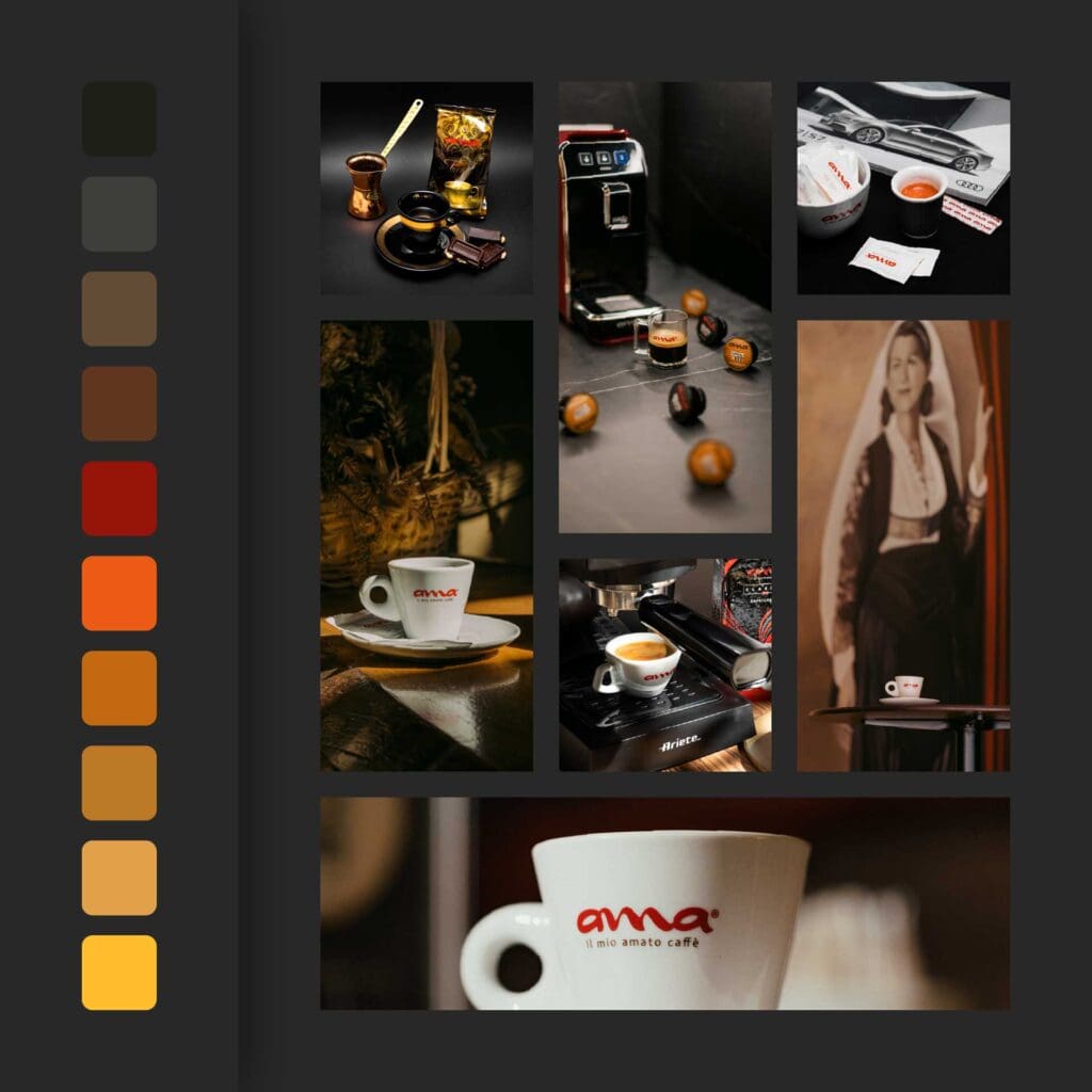 Vibrant imagery by branding agency brings AMA Caffe's rich aromas to life, inviting viewers into a sensory journey.