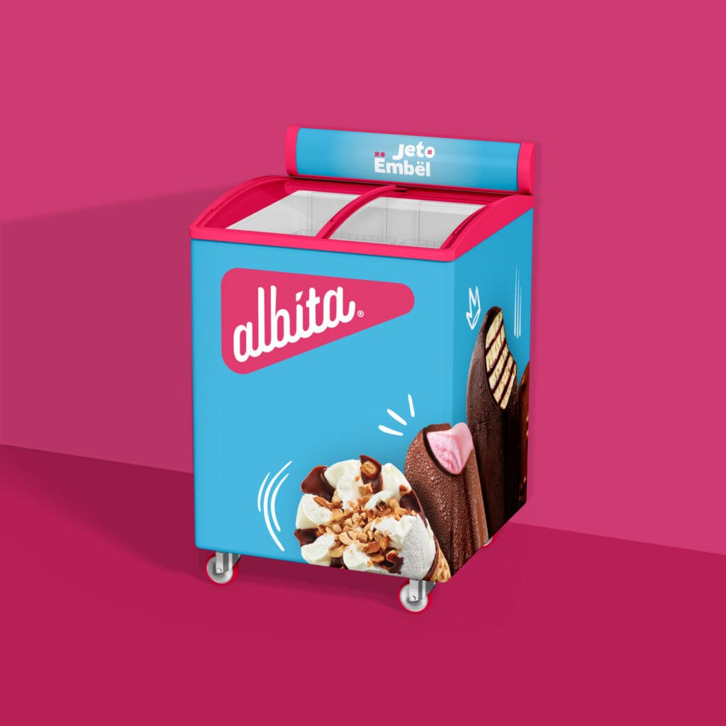 A creative agency develops branded materials for Albita, ensuring each item resonates with the brand’s sweet, nostalgic yet innovative essence.